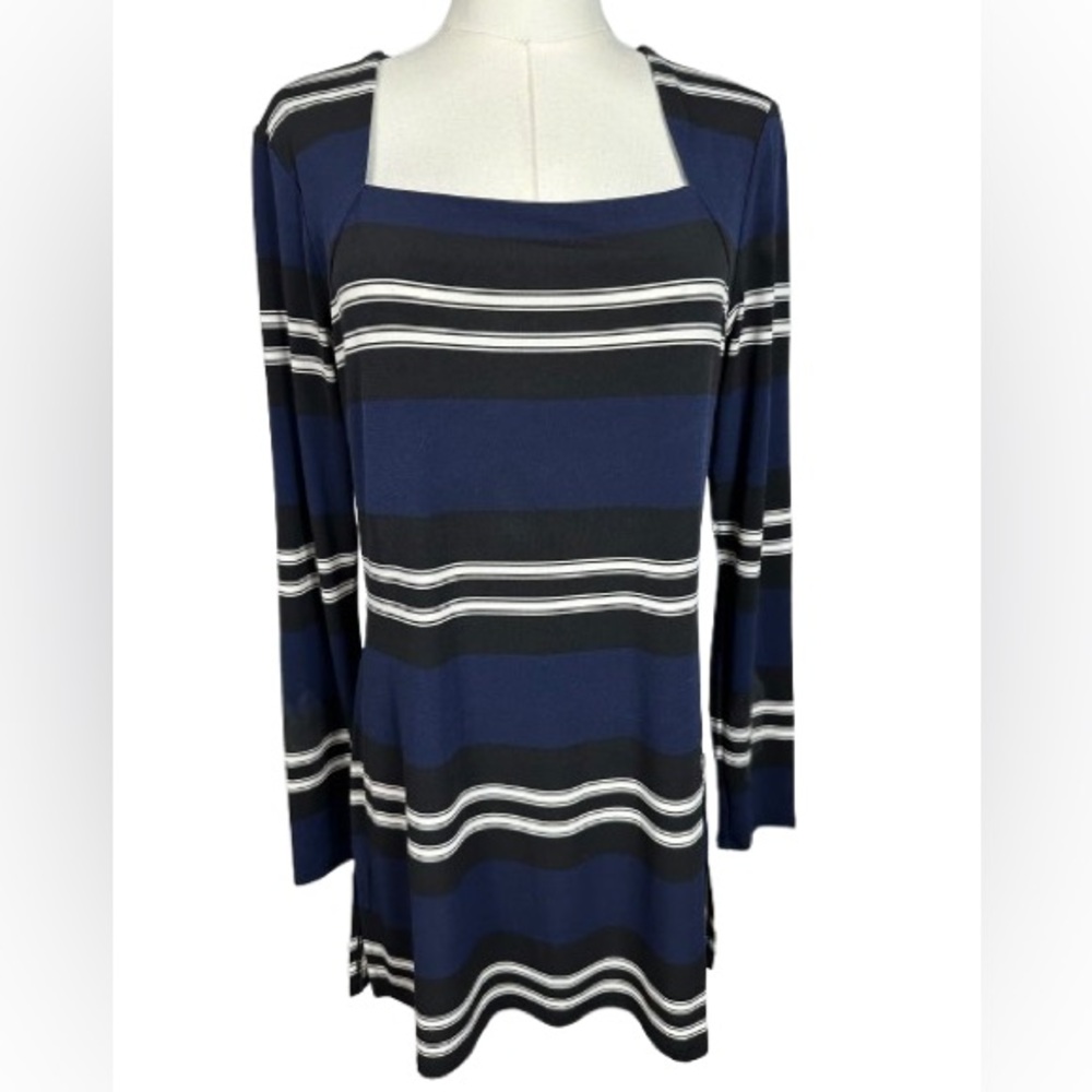 ❤️ SALE! 💙 WHBM Navy, Black & White Striped Square Neck Tunic